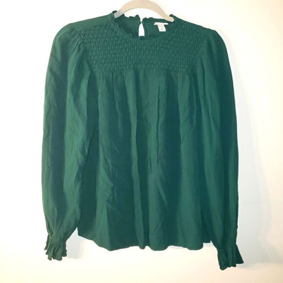 A NEW DAY EMERALD GREEN SMOCKED LONG SLEEVE TOP SIZE MEDIUM - Picture 1 of 6